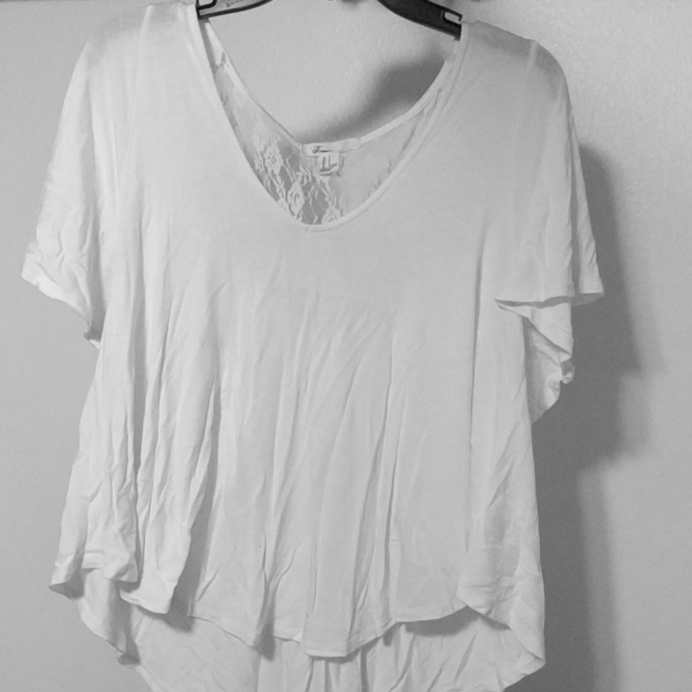 F21 White Lace Flowy Blouse